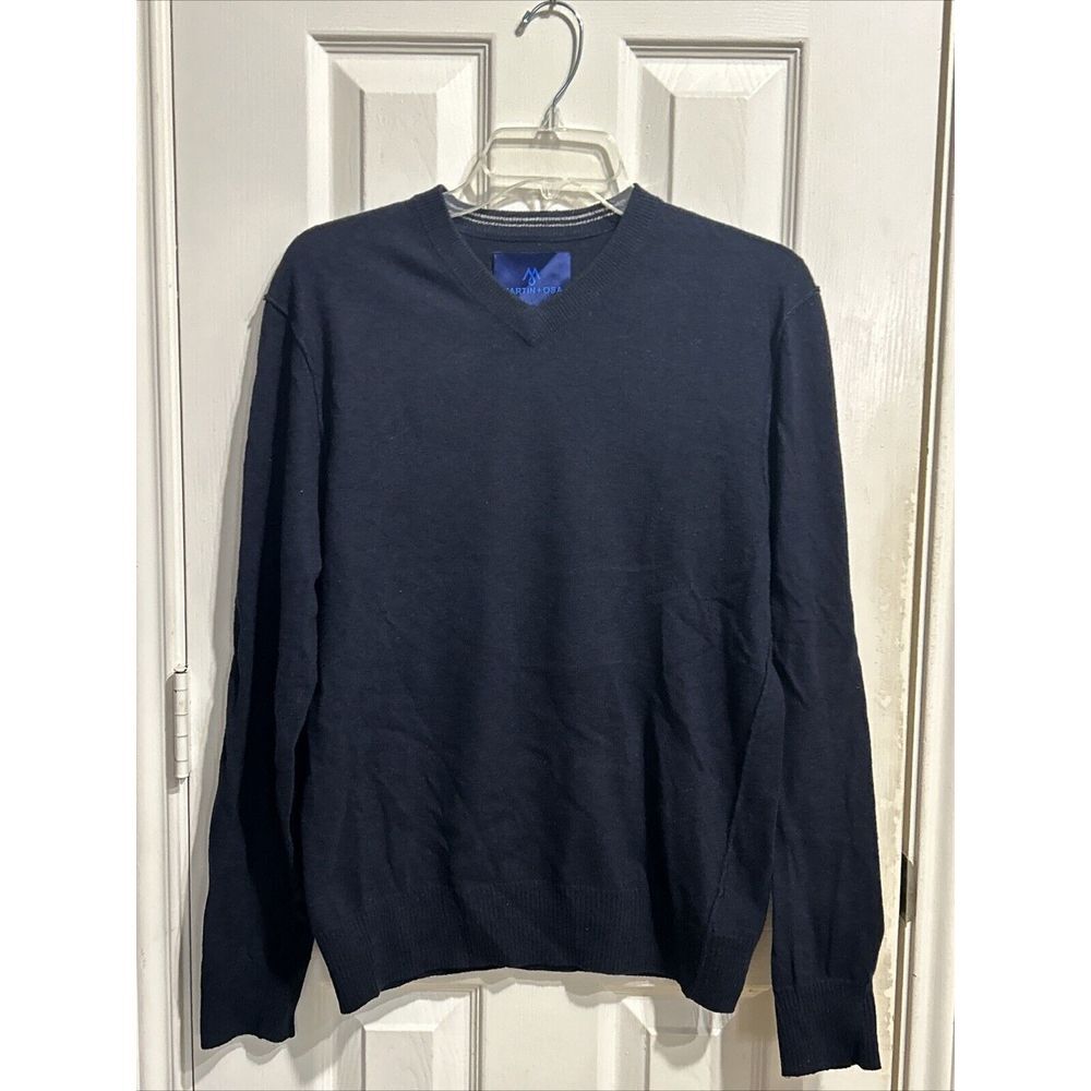 Martin+Osa Blue‎ Cotton Wool Pullover V-Neck Sweater Size S
